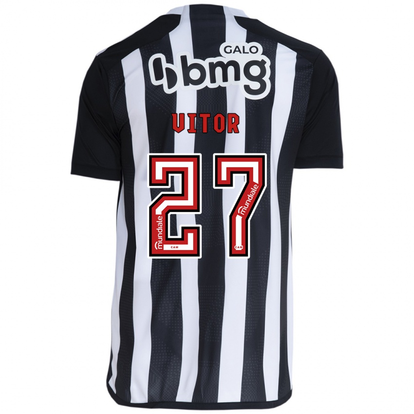 Niño Camiseta Paulo Vitor #27 Blanco Negro 1ª Equipación 2024/25 La Camisa México