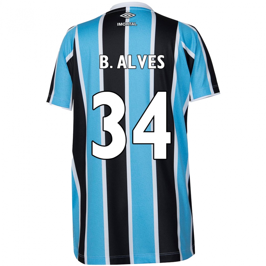 Niño Camiseta Bruno Alves #34 Azul Negro Blanco 1ª Equipación 2024/25 La Camisa México