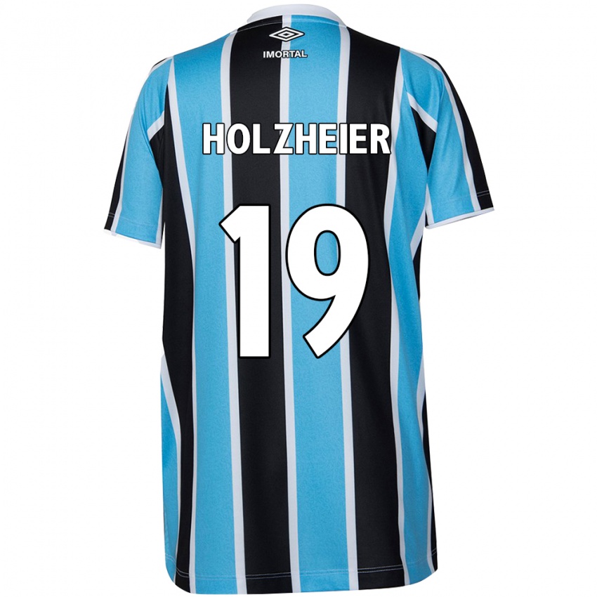 Niño Camiseta Agostina Holzheier #19 Azul Negro Blanco 1ª Equipación 2024/25 La Camisa México