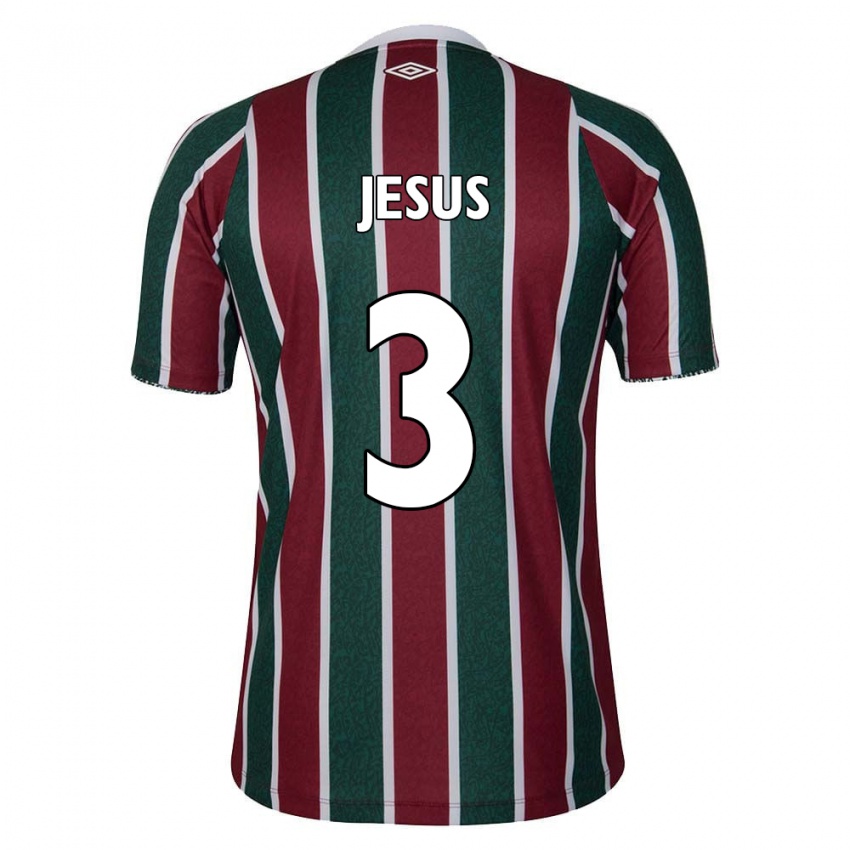 Niño Camiseta Alexandre Jesus #3 Verde Granate Blanco 1ª Equipación 2024/25 La Camisa México