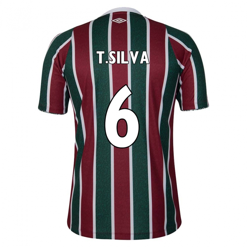 Niño Camiseta Thiago Silva #6 Verde Granate Blanco 1ª Equipación 2024/25 La Camisa México