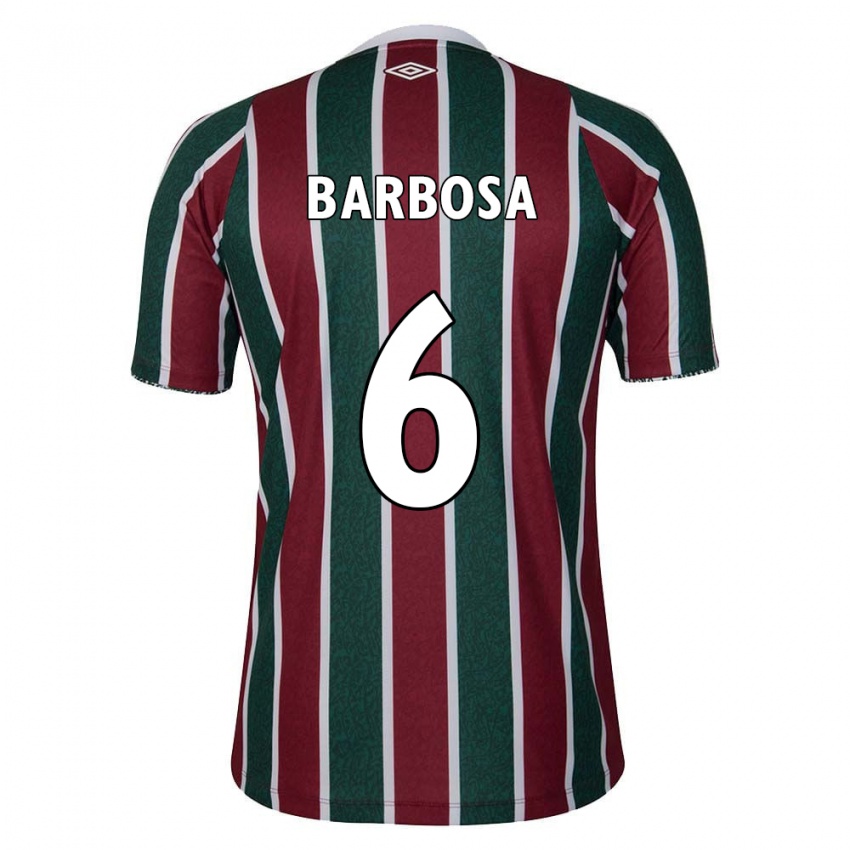 Niño Camiseta Diogo Barbosa #6 Verde Granate Blanco 1ª Equipación 2024/25 La Camisa México