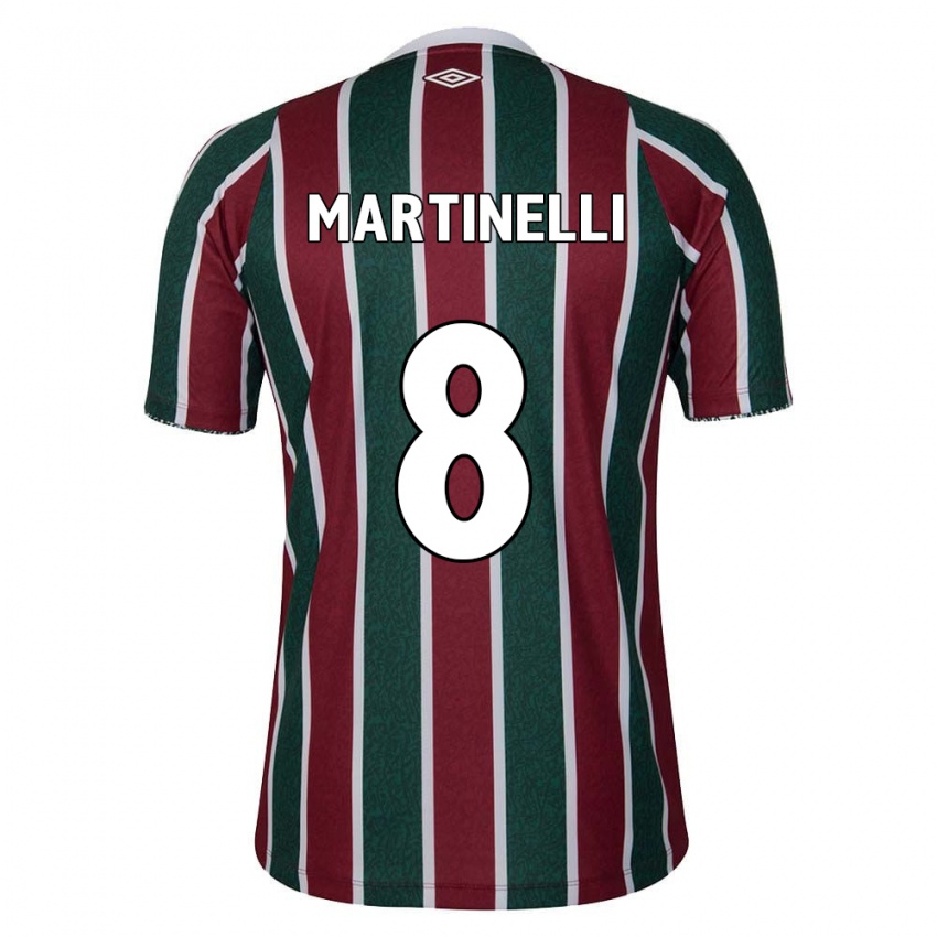 Niño Camiseta Martinelli #8 Verde Granate Blanco 1ª Equipación 2024/25 La Camisa México