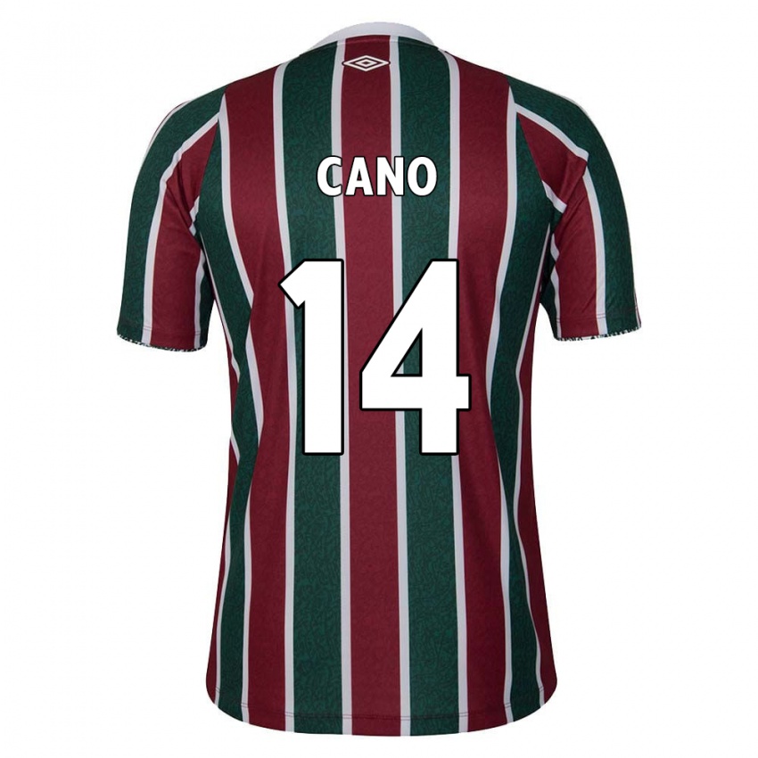 Niño Camiseta Germán Cano #14 Verde Granate Blanco 1ª Equipación 2024/25 La Camisa México