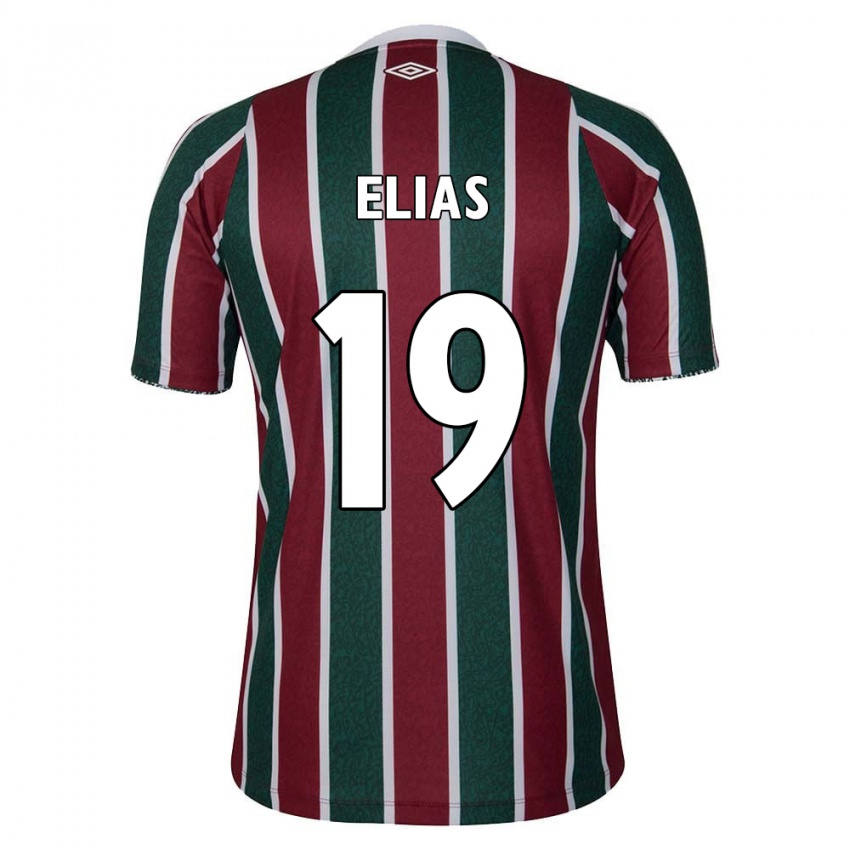 Niño Camiseta Kauã Elias #19 Verde Granate Blanco 1ª Equipación 2024/25 La Camisa México