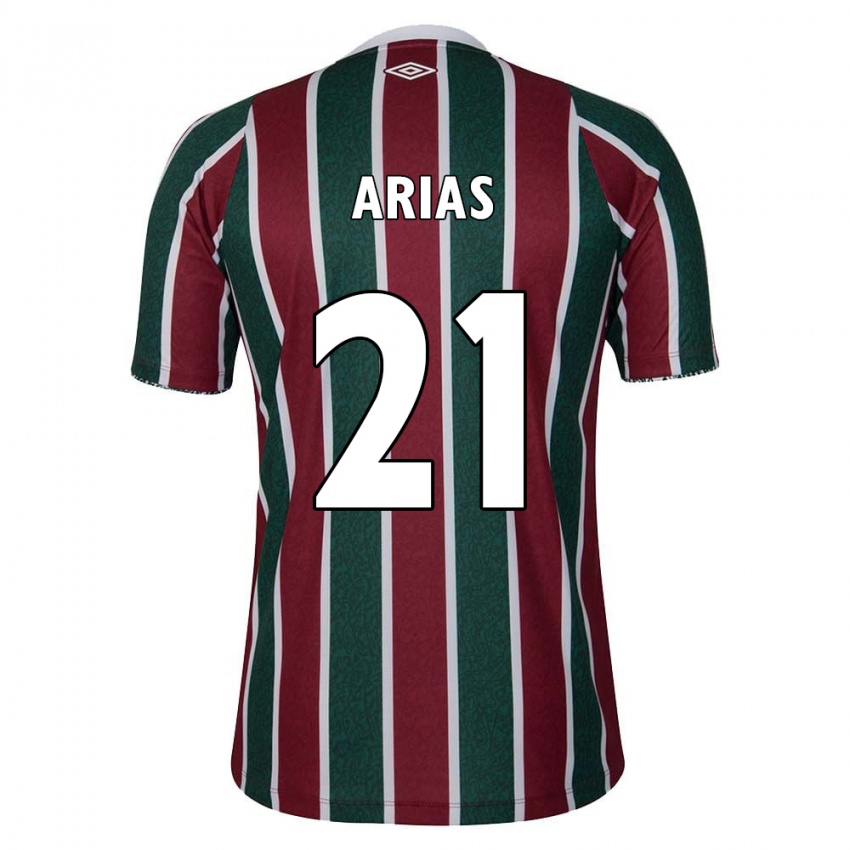 Niño Camiseta Jhon Arias #21 Verde Granate Blanco 1ª Equipación 2024/25 La Camisa México