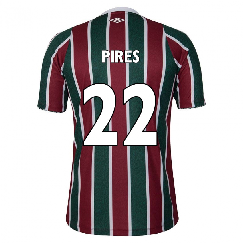 Niño Camiseta Gabriel Pires #22 Verde Granate Blanco 1ª Equipación 2024/25 La Camisa México