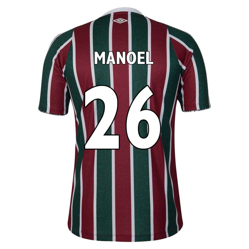 Niño Camiseta Manoel #26 Verde Granate Blanco 1ª Equipación 2024/25 La Camisa México