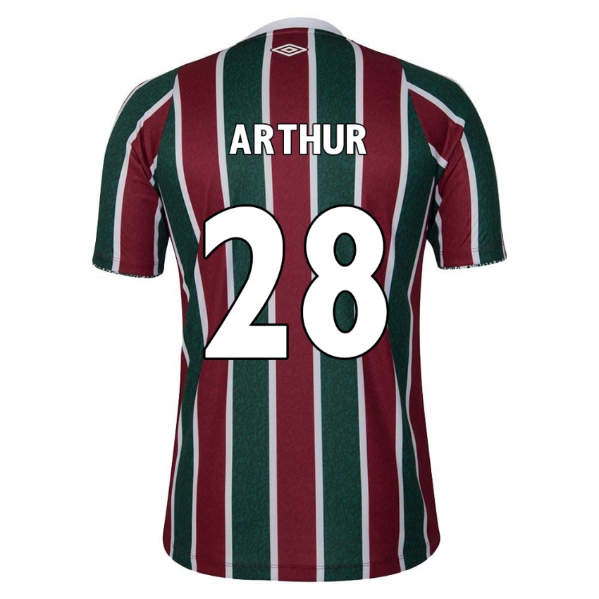 Niño Camiseta Arthur #28 Verde Granate Blanco 1ª Equipación 2024/25 La Camisa México