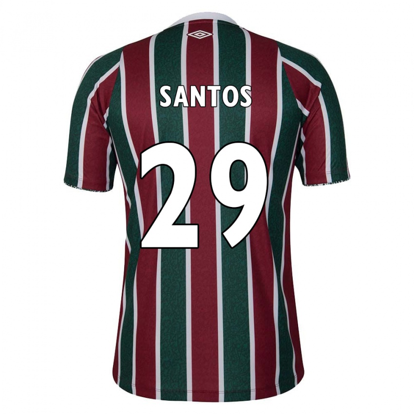 Niño Camiseta Thiago Santos #29 Verde Granate Blanco 1ª Equipación 2024/25 La Camisa México