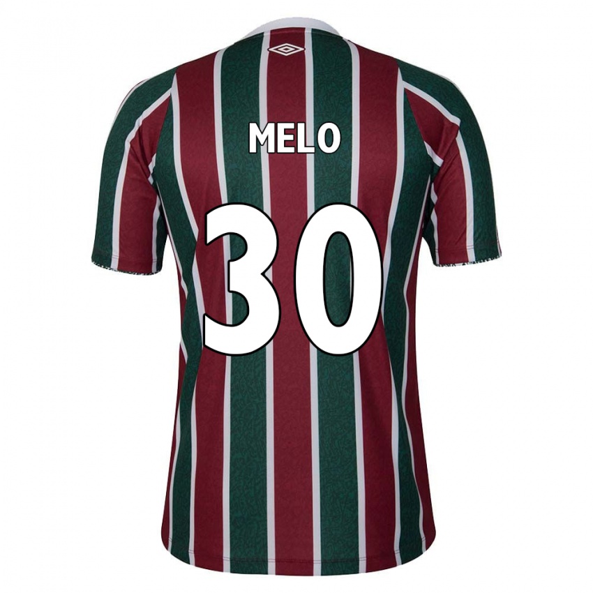 Niño Camiseta Felipe Melo #30 Verde Granate Blanco 1ª Equipación 2024/25 La Camisa México