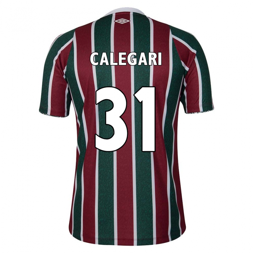 Niño Camiseta Calegari #31 Verde Granate Blanco 1ª Equipación 2024/25 La Camisa México