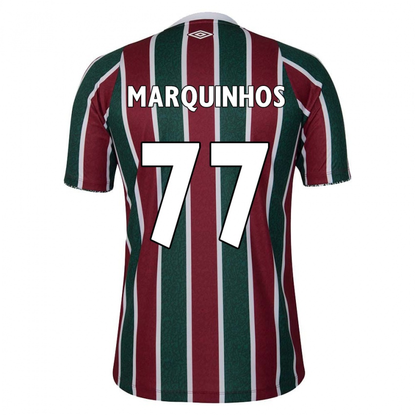 Niño Camiseta Marquinhos #77 Verde Granate Blanco 1ª Equipación 2024/25 La Camisa México