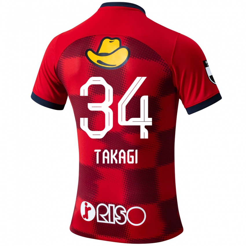 Niño Camiseta Haruto Takagi #34 Rojo Azul Blanco 1ª Equipación 2024/25 La Camisa México