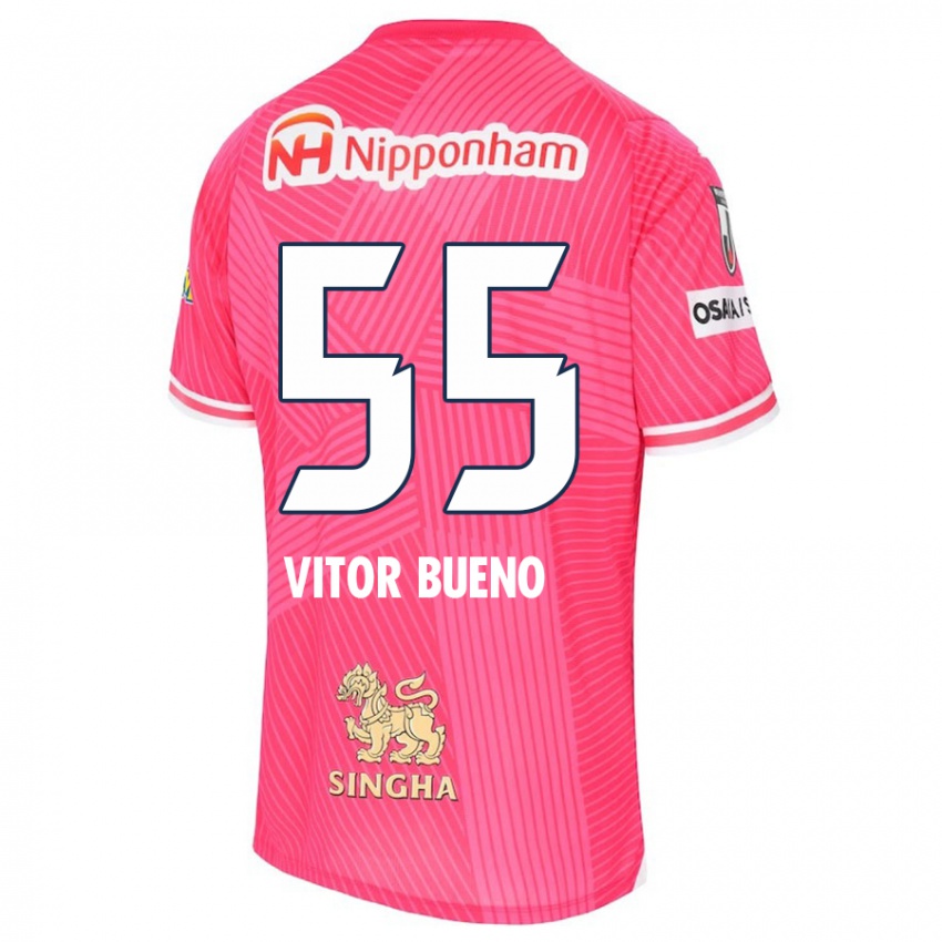 Niño Camiseta Vitor Bueno #55 Rosa Blanco 1ª Equipación 2024/25 La Camisa México