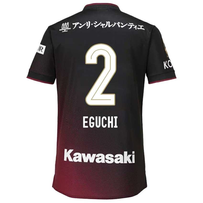 Niño Camiseta Takuma Eguchi #2 Negro Rojo 1ª Equipación 2024/25 La Camisa México