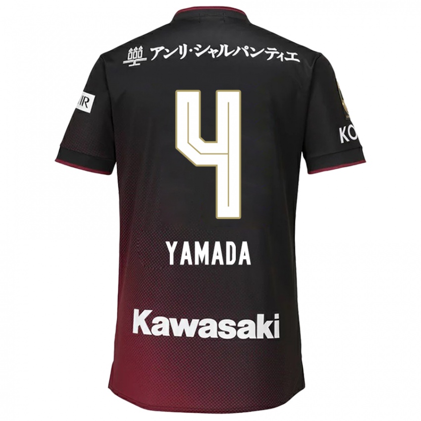 Niño Camiseta Kaito Yamada #4 Negro Rojo 1ª Equipación 2024/25 La Camisa México