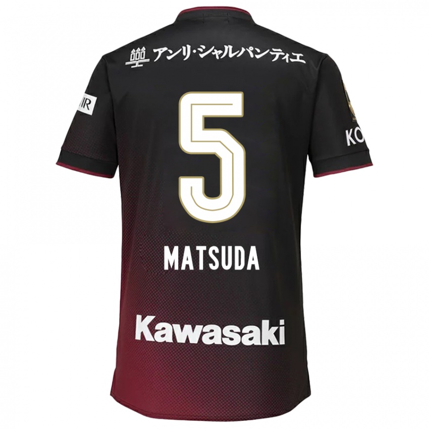 Niño Camiseta Shido Matsuda #5 Negro Rojo 1ª Equipación 2024/25 La Camisa México