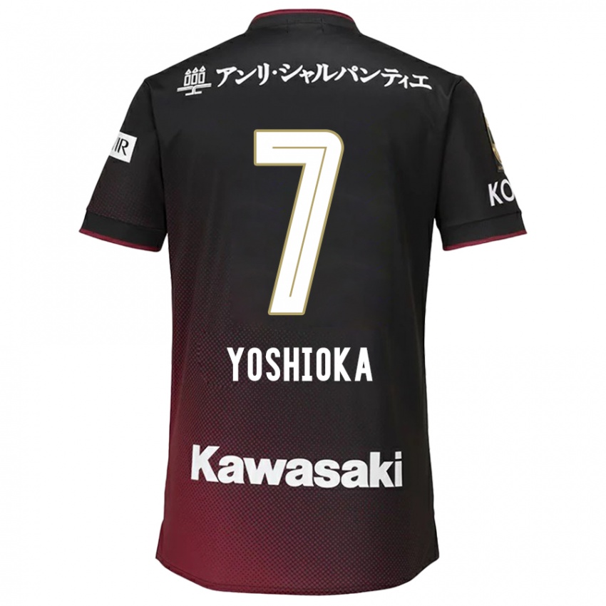 Niño Camiseta Ran Yoshioka #7 Negro Rojo 1ª Equipación 2024/25 La Camisa México