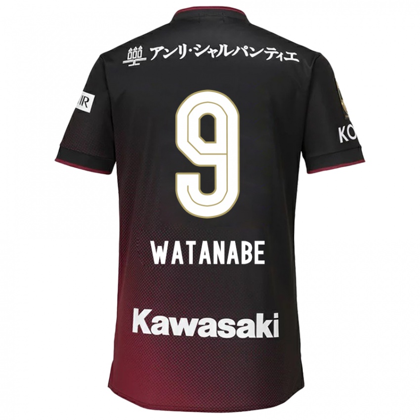 Niño Camiseta Hayato Watanabe #9 Negro Rojo 1ª Equipación 2024/25 La Camisa México