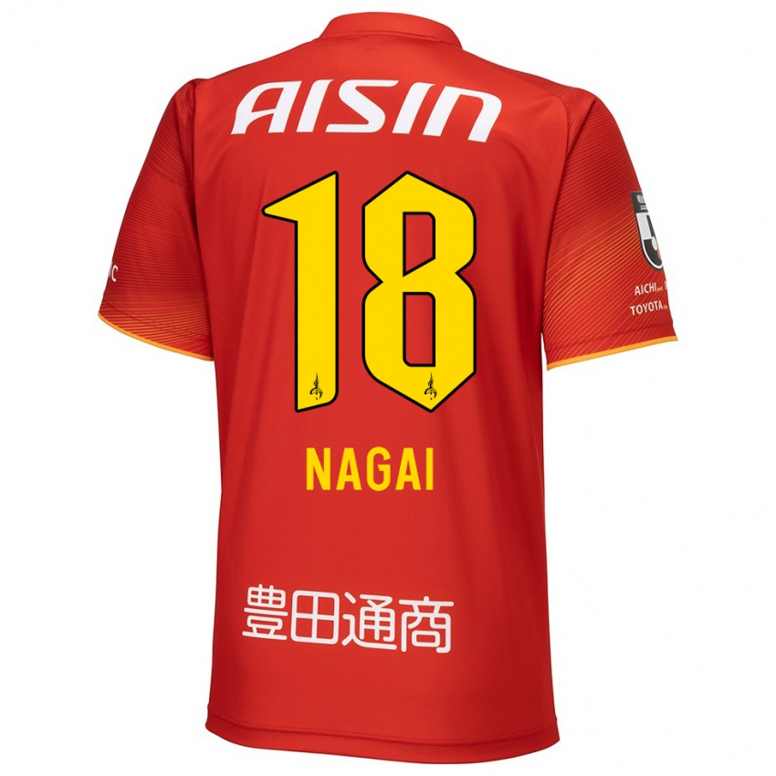 Niño Camiseta Kensuke Nagai #18 Rojo Blanco Amarillo 1ª Equipación 2024/25 La Camisa México