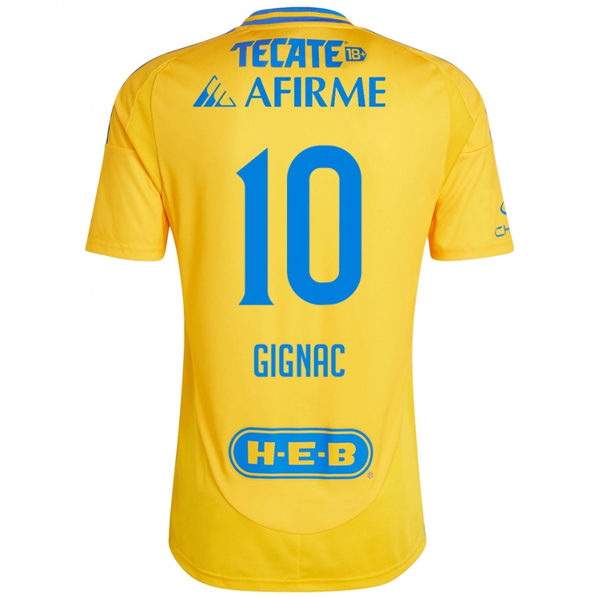 Niño Camiseta Andre-Pierre Gignac #10 Oro Amarillo 1ª Equipación 2024/25 La Camisa México