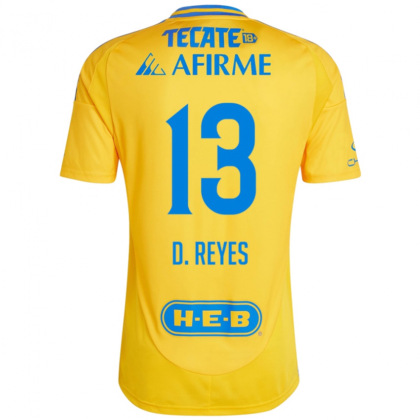 Niño Camiseta Diego Reyes #13 Oro Amarillo 1ª Equipación 2024/25 La Camisa México