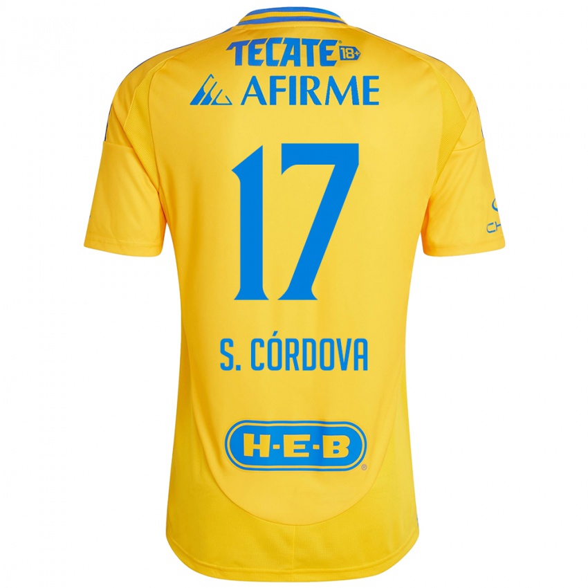 Niño Camiseta Sebastian Cordova #17 Oro Amarillo 1ª Equipación 2024/25 La Camisa México