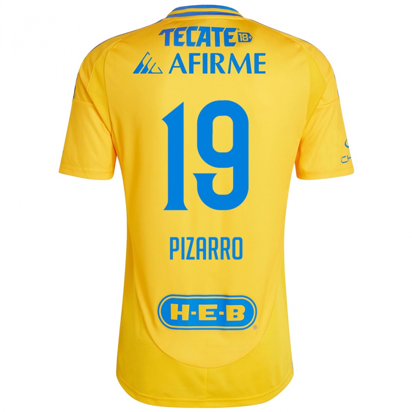 Niño Camiseta Guido Pizarro #19 Oro Amarillo 1ª Equipación 2024/25 La Camisa México