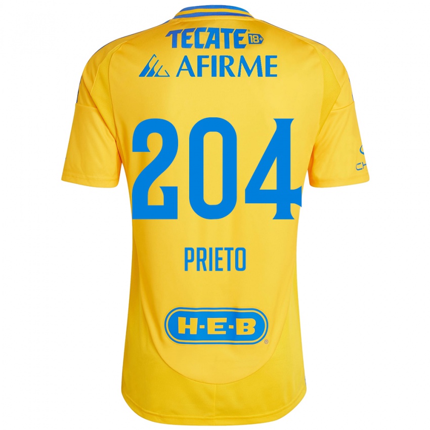 Niño Camiseta Leonel Prieto #204 Oro Amarillo 1ª Equipación 2024/25 La Camisa México