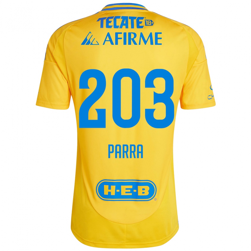 Niño Camiseta Bernardo Parra #203 Oro Amarillo 1ª Equipación 2024/25 La Camisa México