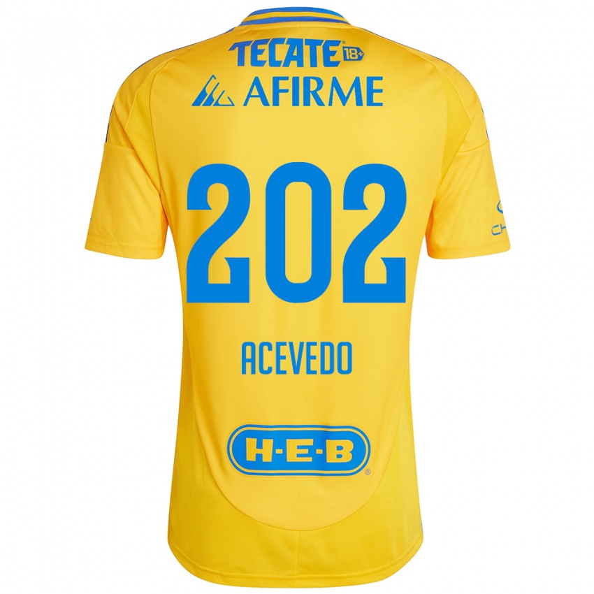 Niño Camiseta José Acevedo #202 Oro Amarillo 1ª Equipación 2024/25 La Camisa México