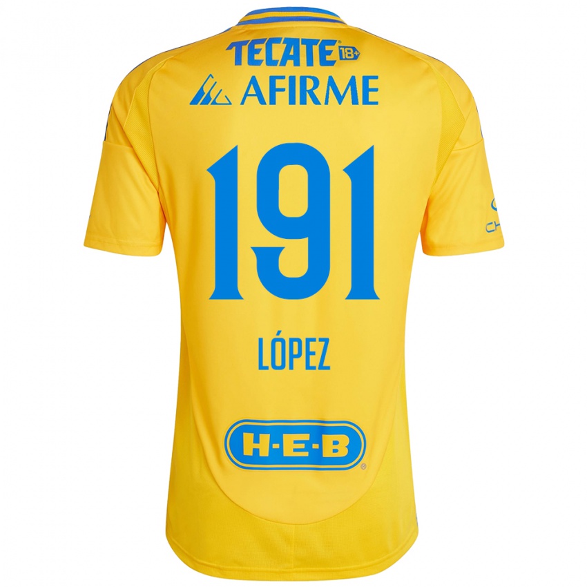 Niño Camiseta Adrián López #191 Oro Amarillo 1ª Equipación 2024/25 La Camisa México