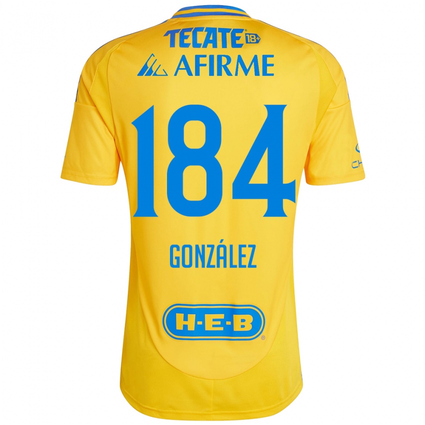 Niño Camiseta Erick González #184 Oro Amarillo 1ª Equipación 2024/25 La Camisa México