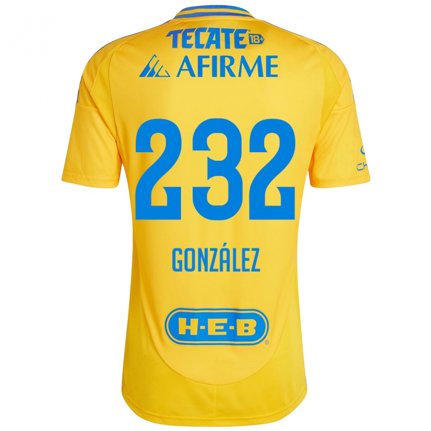 Niño Camiseta César González #232 Oro Amarillo 1ª Equipación 2024/25 La Camisa México