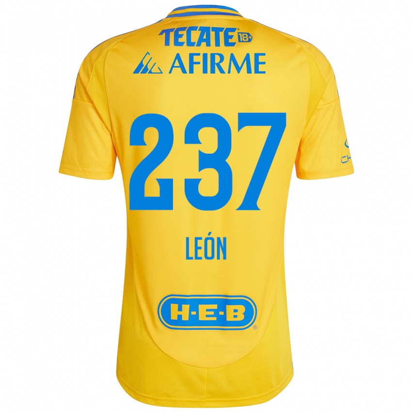 Niño Camiseta Gabriel León #237 Oro Amarillo 1ª Equipación 2024/25 La Camisa México