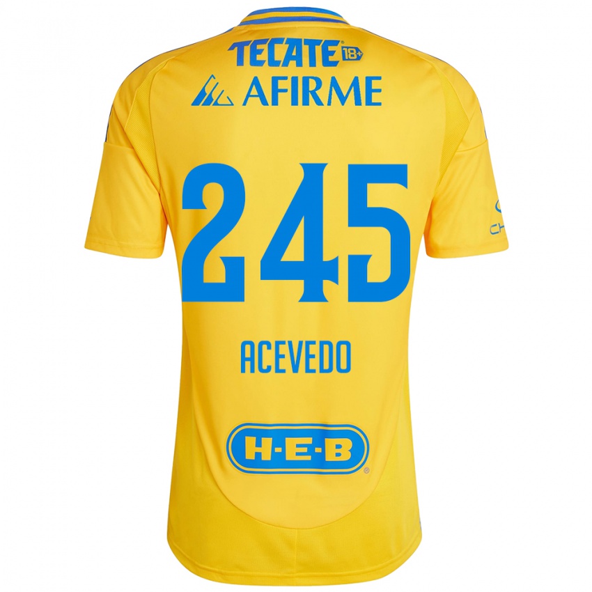 Niño Camiseta Kevin Acevedo #245 Oro Amarillo 1ª Equipación 2024/25 La Camisa México