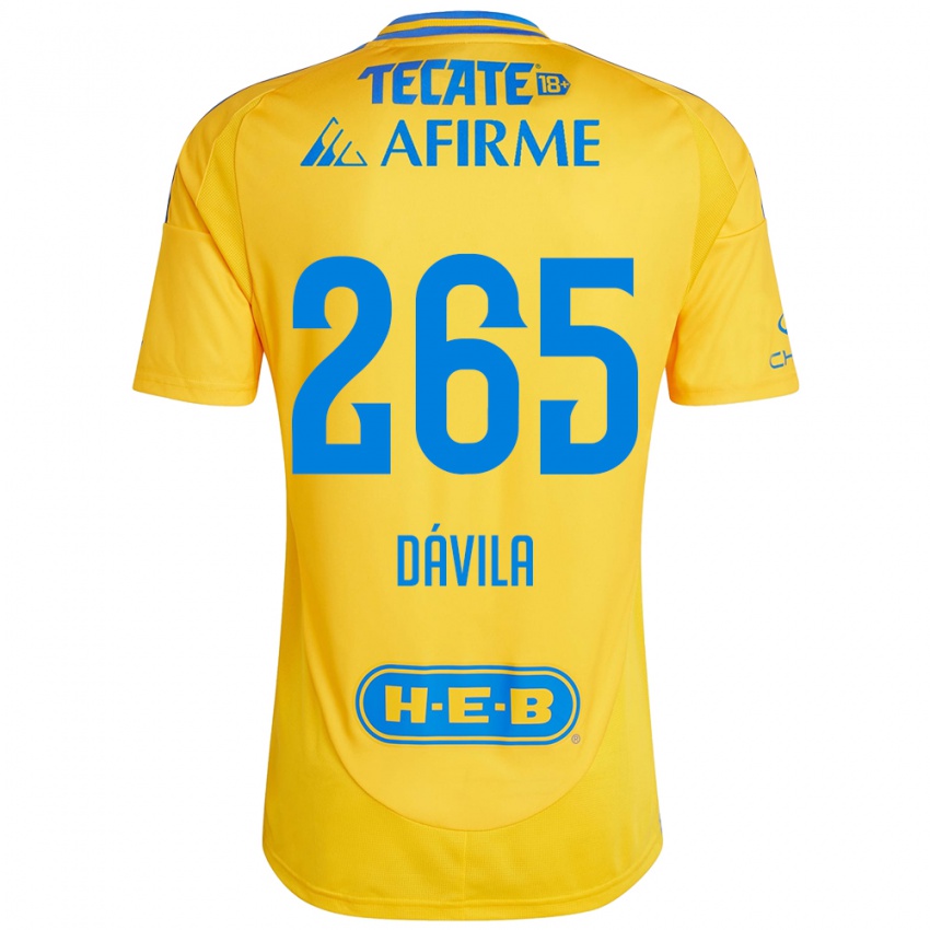 Niño Camiseta Emiliano Dávila #265 Oro Amarillo 1ª Equipación 2024/25 La Camisa México