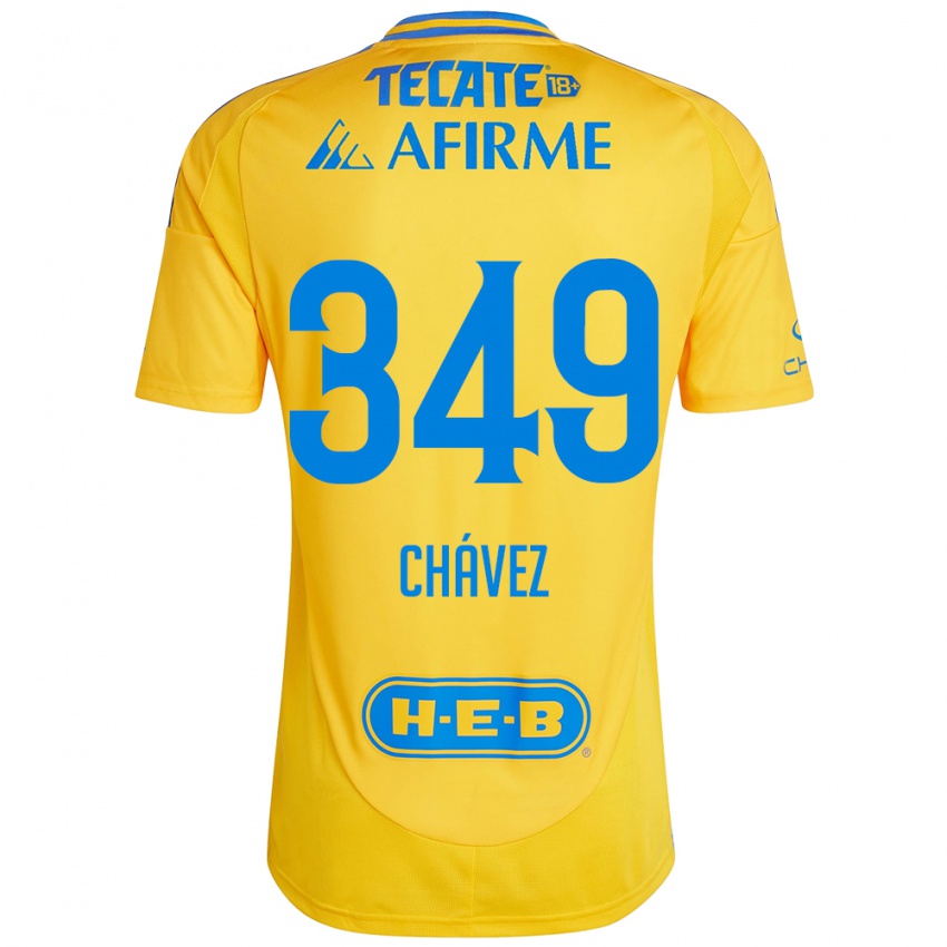 Niño Camiseta Jorge Chávez #349 Oro Amarillo 1ª Equipación 2024/25 La Camisa México