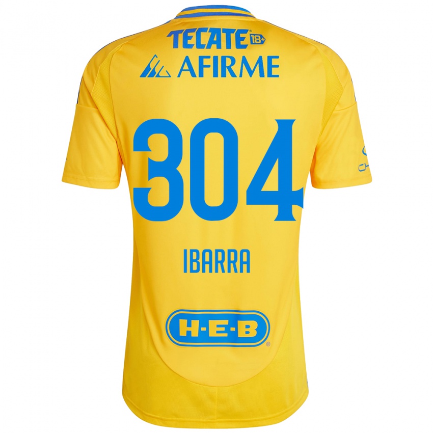 Niño Camiseta Luis Ibarra #304 Oro Amarillo 1ª Equipación 2024/25 La Camisa México