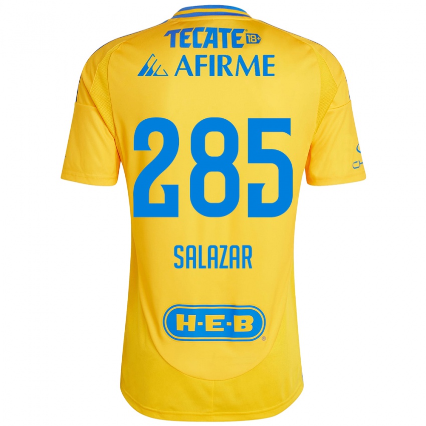 Niño Camiseta Bryan Salazar #285 Oro Amarillo 1ª Equipación 2024/25 La Camisa México