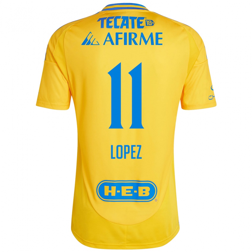 Niño Camiseta Nicolas Lopez #11 Oro Amarillo 1ª Equipación 2024/25 La Camisa México