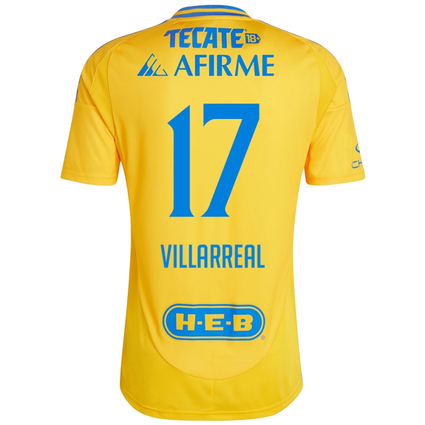 Niño Camiseta Natalia Villarreal #17 Oro Amarillo 1ª Equipación 2024/25 La Camisa México