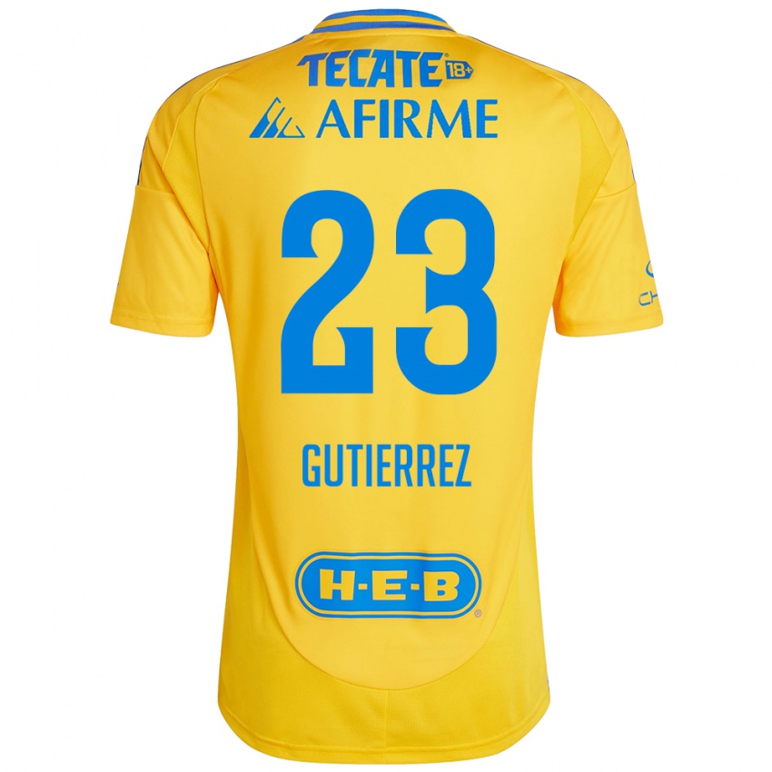 Niño Camiseta Jana Gutierrez #23 Oro Amarillo 1ª Equipación 2024/25 La Camisa México