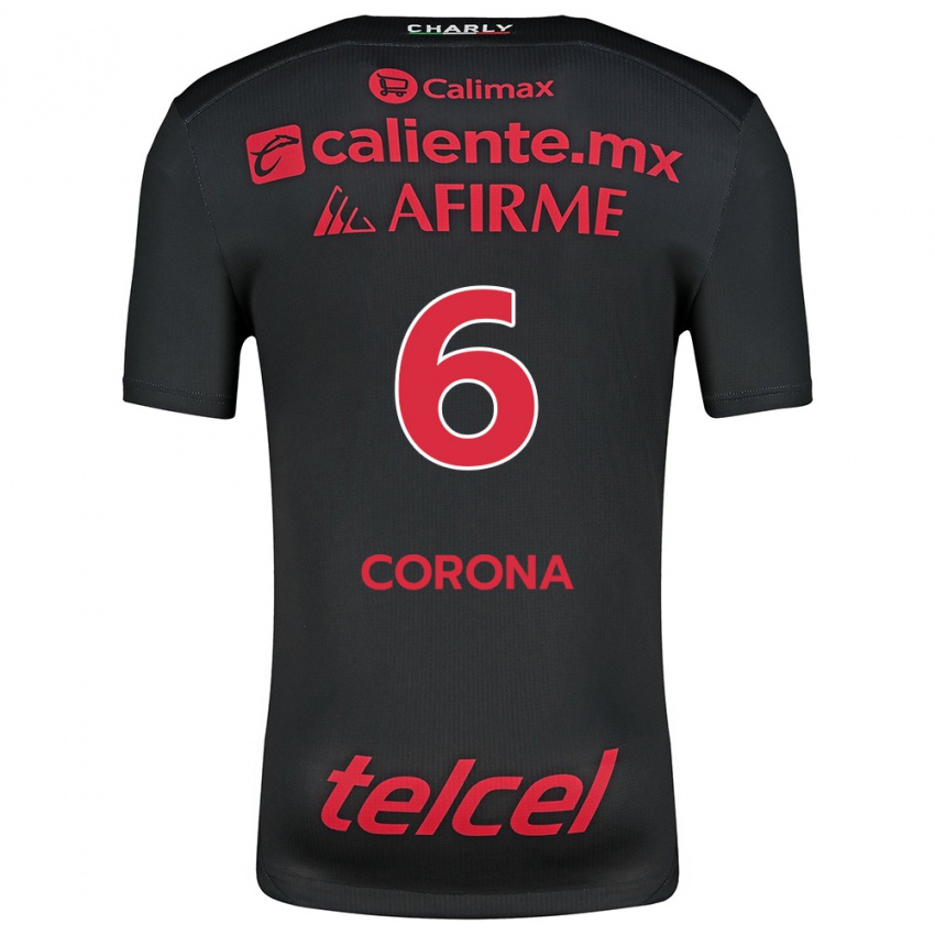 Niño Camiseta Joe Corona #6 Negro Rojo 1ª Equipación 2024/25 La Camisa México