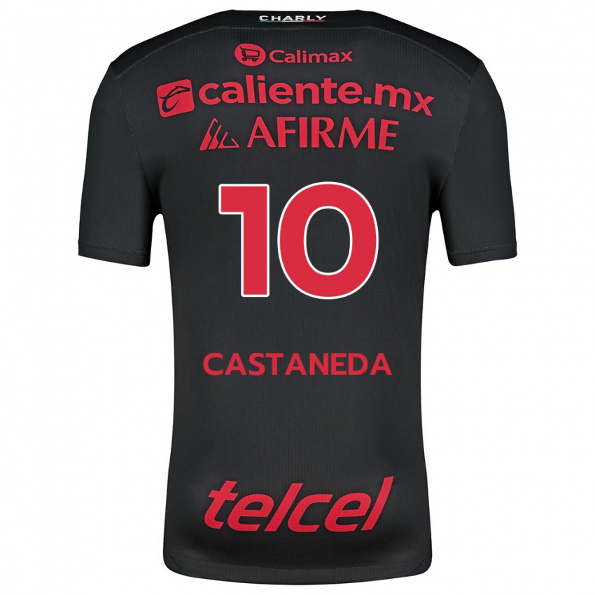 Niño Camiseta Kevin Castañeda #10 Negro Rojo 1ª Equipación 2024/25 La Camisa México