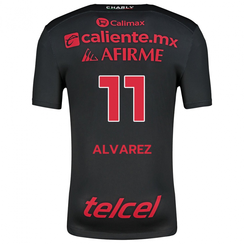 Niño Camiseta Efraín Álvarez #11 Negro Rojo 1ª Equipación 2024/25 La Camisa México