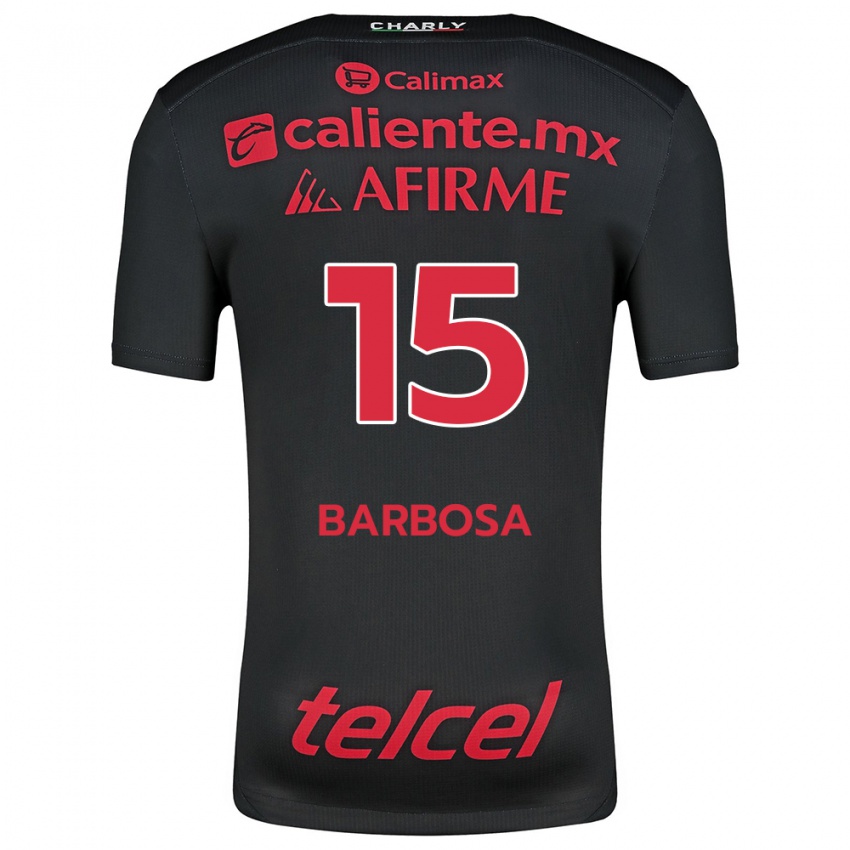 Niño Camiseta Diego Barbosa #15 Negro Rojo 1ª Equipación 2024/25 La Camisa México