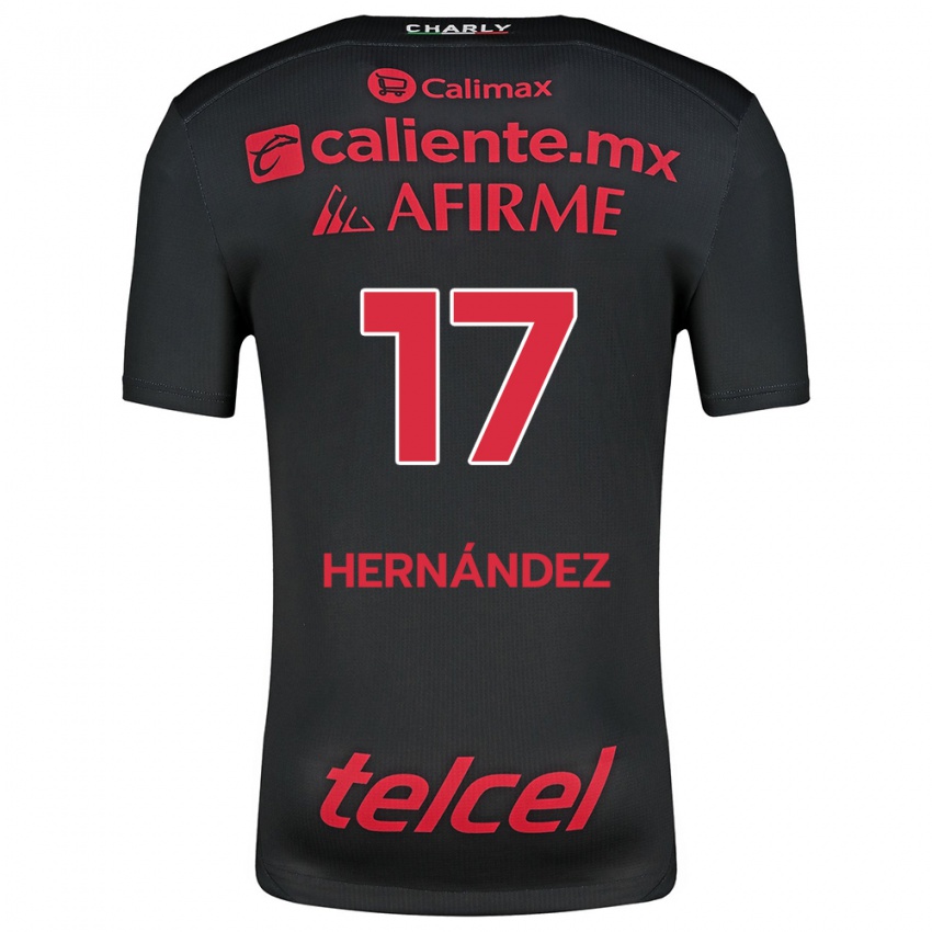 Niño Camiseta Rubén Hernández #17 Negro Rojo 1ª Equipación 2024/25 La Camisa México