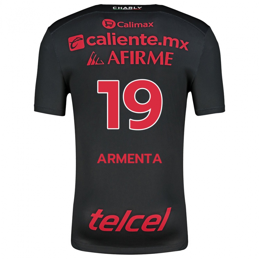 Niño Camiseta Eduardo Armenta #19 Negro Rojo 1ª Equipación 2024/25 La Camisa México